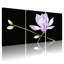 Fleur de magnolia mauve sur fond noir, impression sur toile tendue, ensemble floral moderne (ensemble de 3)-274708522