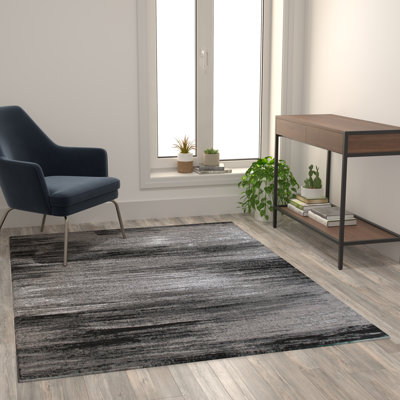 Alexavior Gray Abstract Style Scraped Pattern Accent Area Rug