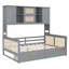 Lit de jour en bois double avec 2 tiroirs, armoire et tablette tout-en-un, gris