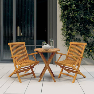 Wiltrudis 2 - Person Teak Wood Patio Dining Set with