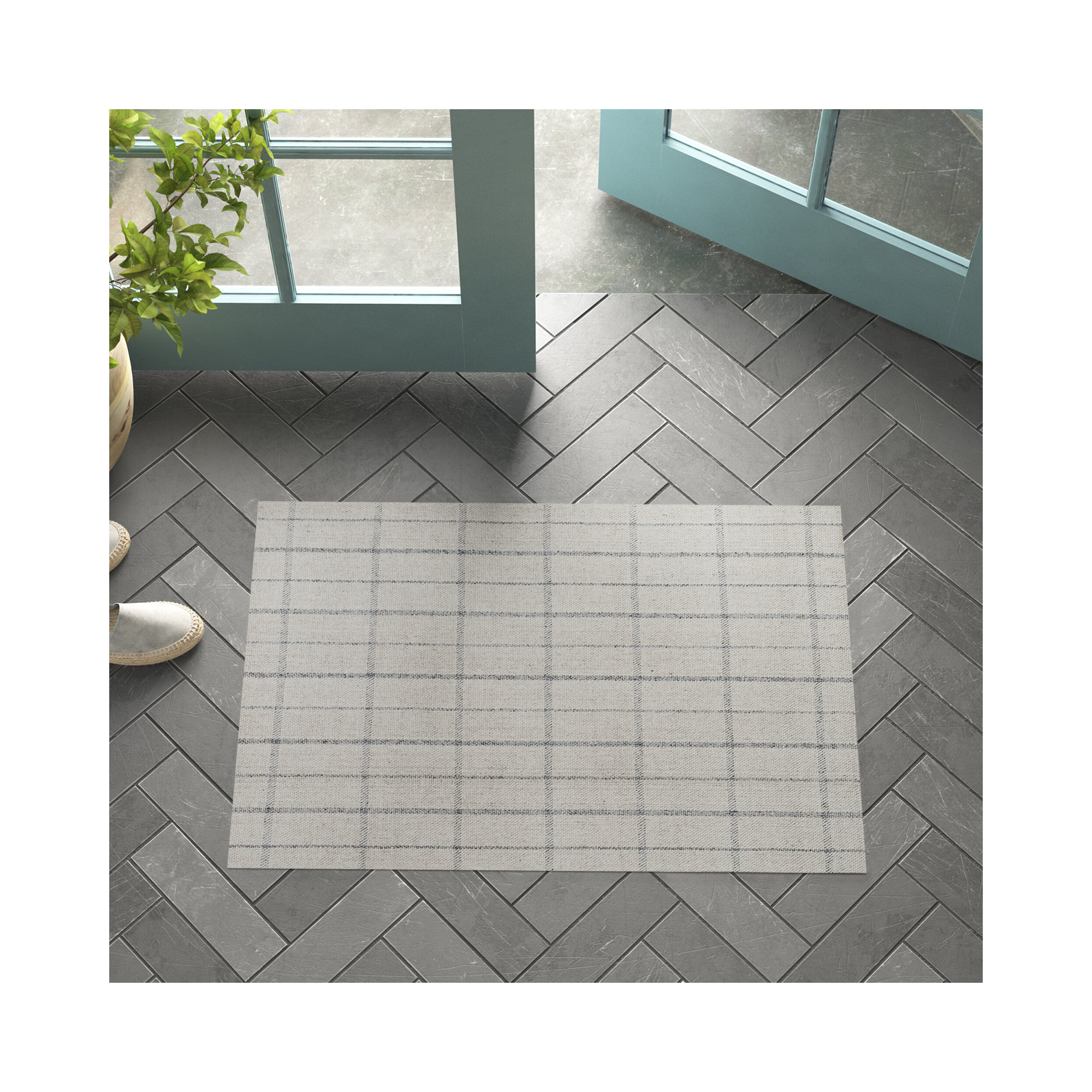 Mathers Handmade Wool White/Gray Rug, Rectangle 2' x 3'