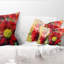 Red Flowers and Watercolor Splashes - Floral Printed Throw Pillow