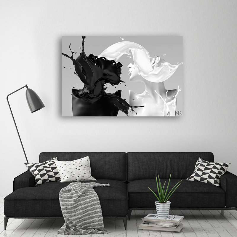 Coffee And Milk Couple Lovea - No Frame Print on Canvas, 60cm H x 90cm W