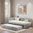 Upholstered L-shaped Daybed With Pop Up Trundle, Usb Ports And Square-block Pattern-493361289