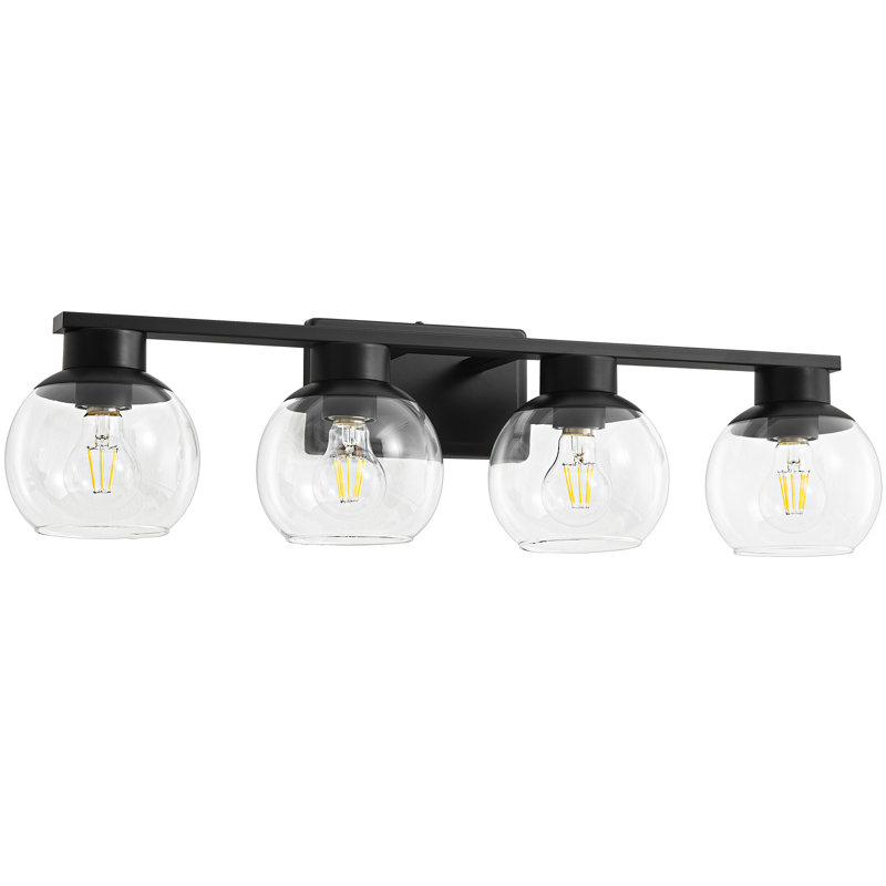 Geneva Dimmable Bathroom Vanity Light Fixtures, 4, Matte Black
