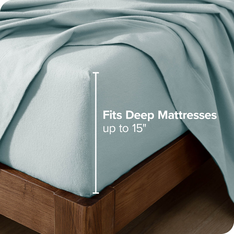 Heather Light Grey Cotton Flannel Twin XL Sheet Set