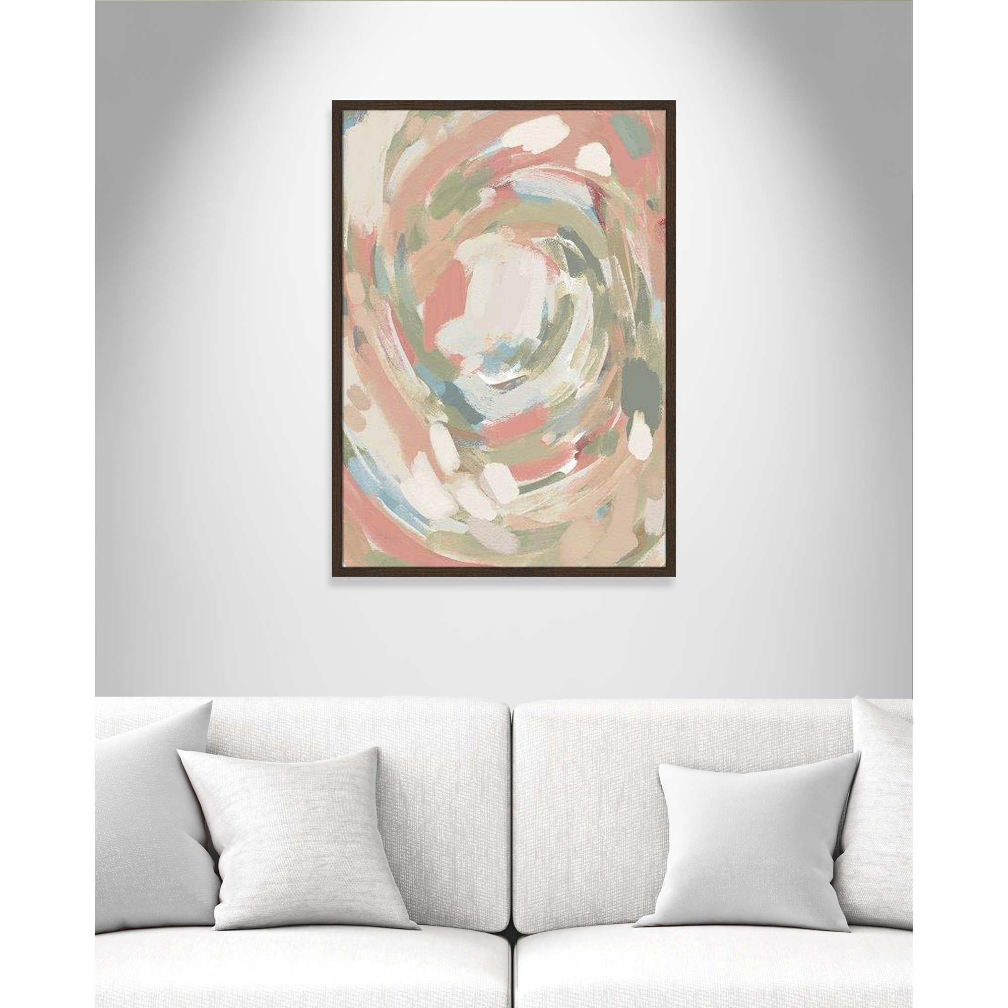 Abstract Energy Spring Colors by Leah Straatsma, Walnut Slim Unmatted Picture Framed, 35.5" H x 25.5" W x 0.75" D