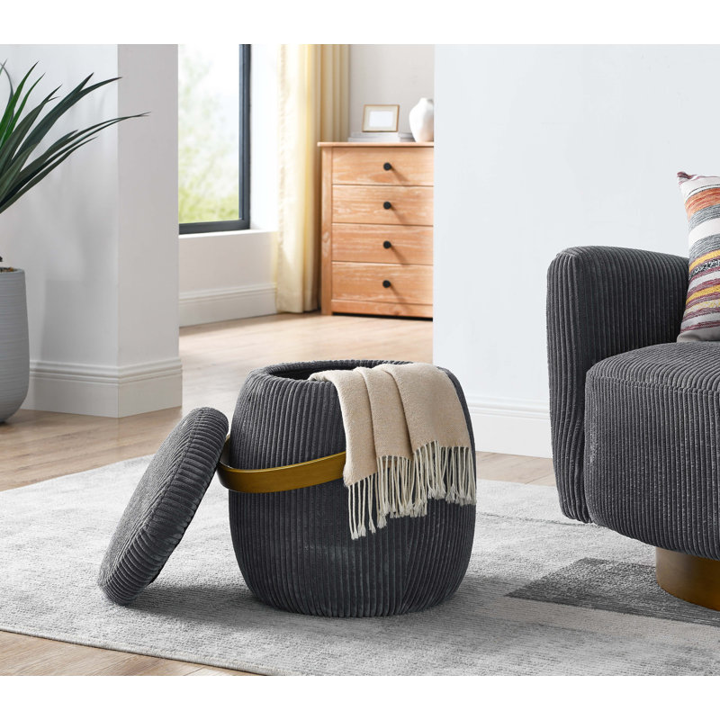 Harborough Upholstered Ottoman, Dark Gray Corduroy
