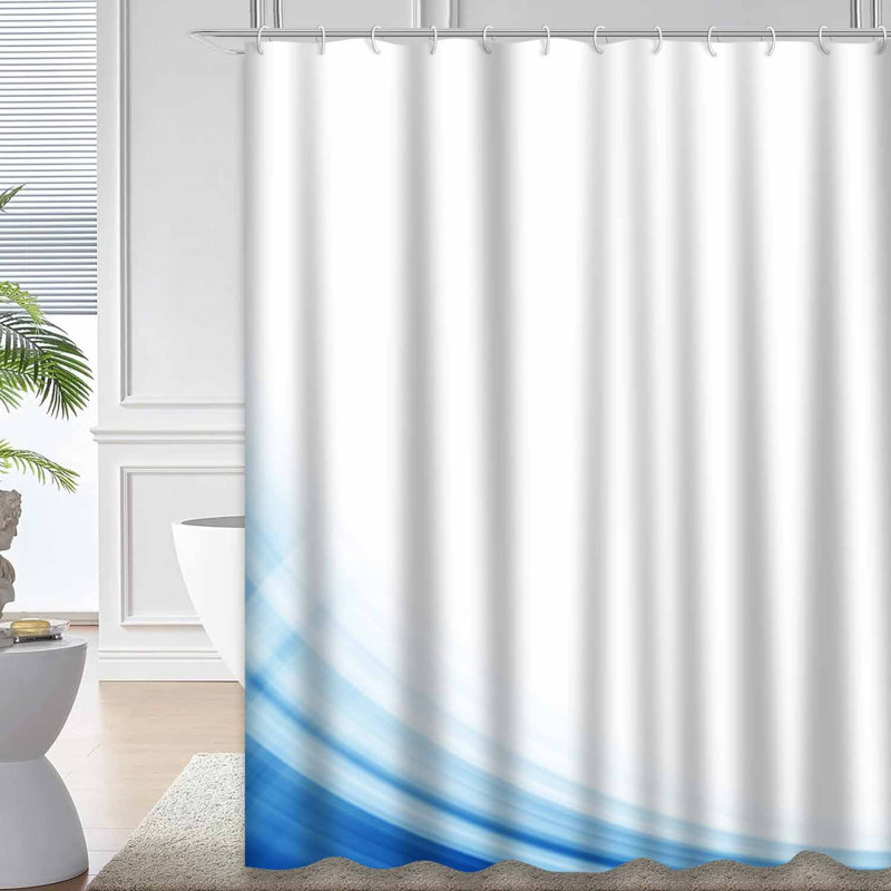 Rideau de douche abstrait abstrait bleu clair avec 12 crochets, L 72 po x l 84 po