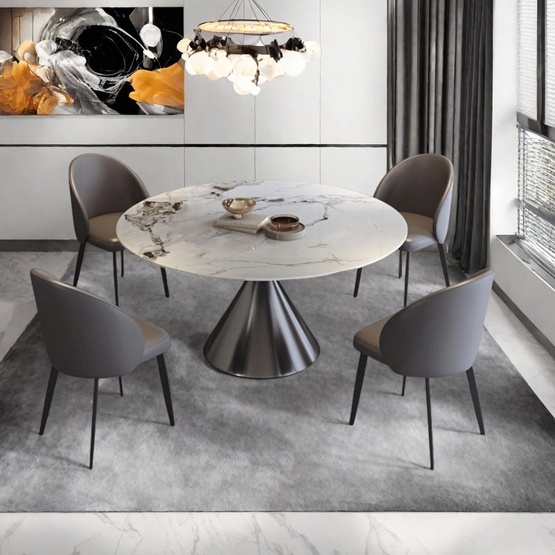 Table ronde moderne d'inspiration luxueuse, H 29,53 po x L 47,24 po x l 47,24 po