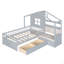 Lit simple avec canapé, lit plateforme pour enfants avec deux tiroirs et tablette de rangement-935792832