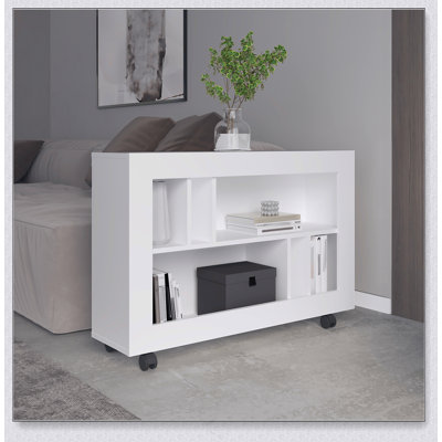 Chariot-console de 37,4 po de largeur avec six tablettes, roulettes, table de vestibule, table d'appoint, table de salon Joge