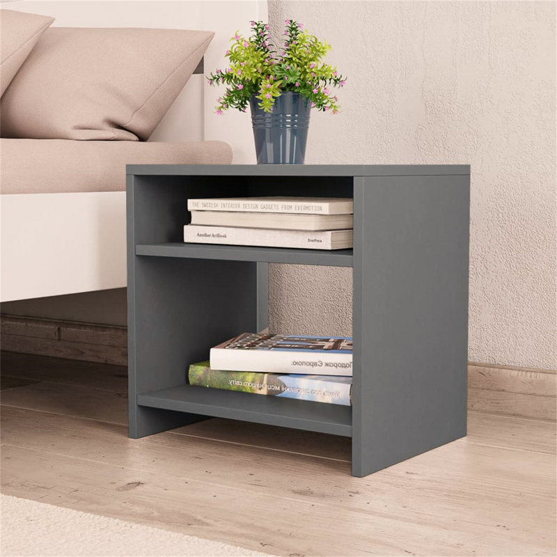 Reston 40cm W Manufactured Wood Bedside Table, Grey, Individual