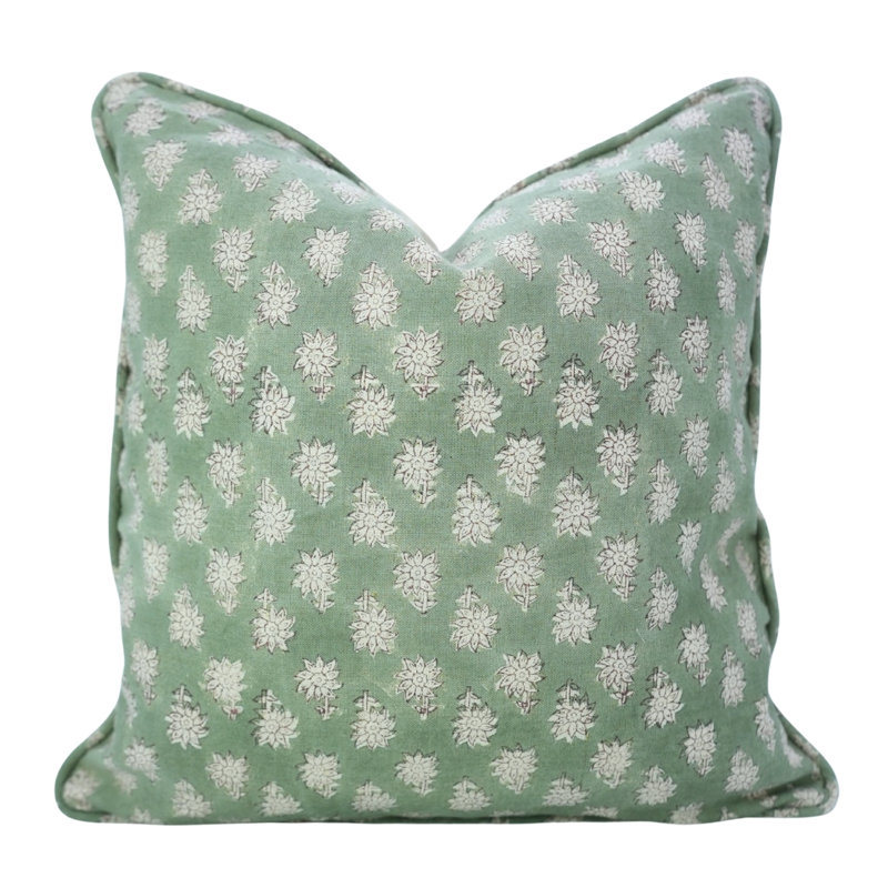 Tissu en lin de qualité supérieure imprimé à la main avec motif de passepoil pour salon Fabcline - Jasmin, Carré 14 po