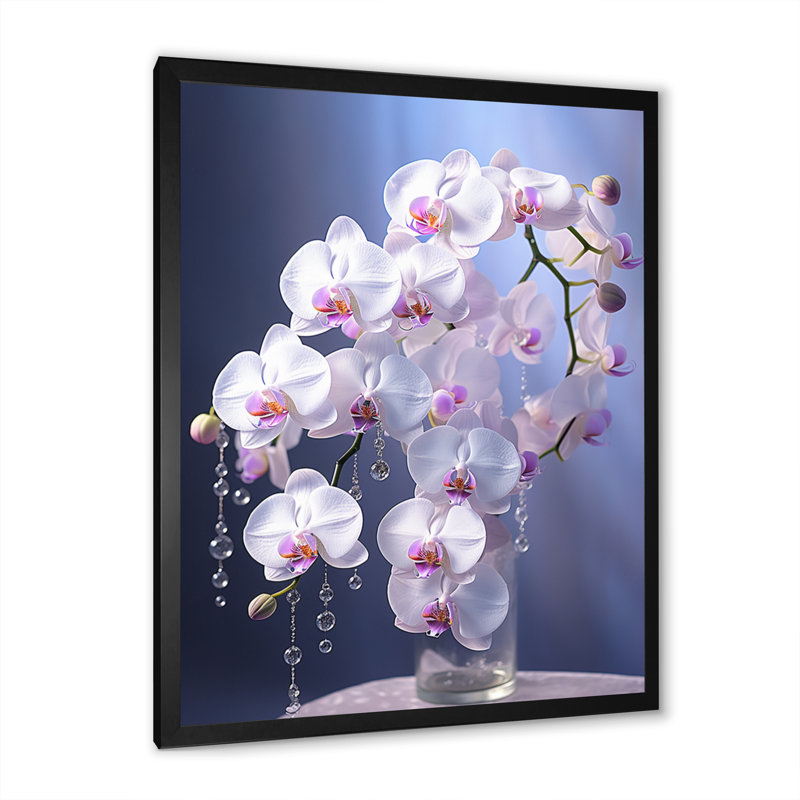 Orchidées mauves élégance II - imprimé, H 20 po x l 12 po x P 1 po, Cadre photo noir