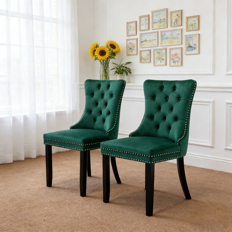 Chaise moderne en bois massif, Green