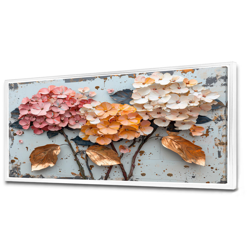 Hodgson - Floral Wall Art, Impression sur cadre flottant, H 28 po x l 60 po, Blanc