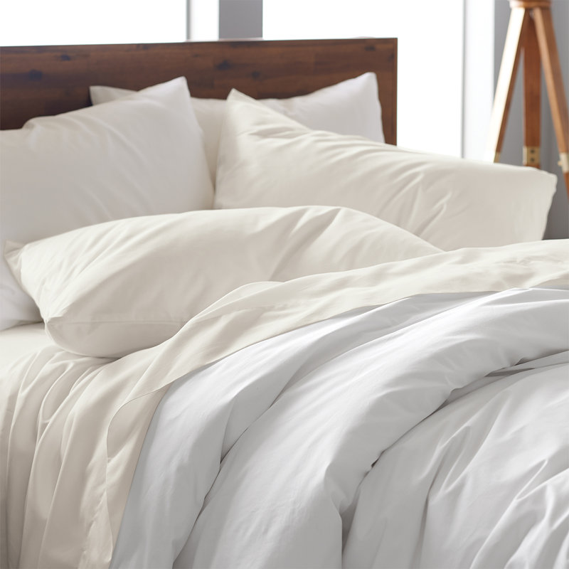 100% Cotton Sateen Luxurious 1200 Thread Count 4-Piece Sheet Set, Ivory, Queen