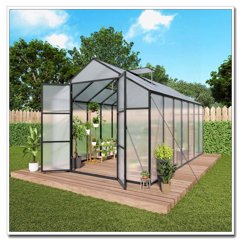 Serre en polycarbonate surélevée de 8 pi x 12 pi Newly Design Greenhouse, L 8,1 pi x P 12 pi