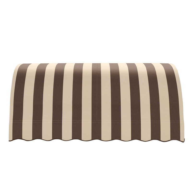 Auvent fixe en tissu acrylique Awann Savannah, Rayures brun / brun clair, H 44 po x l 124,5 po x P 36 po