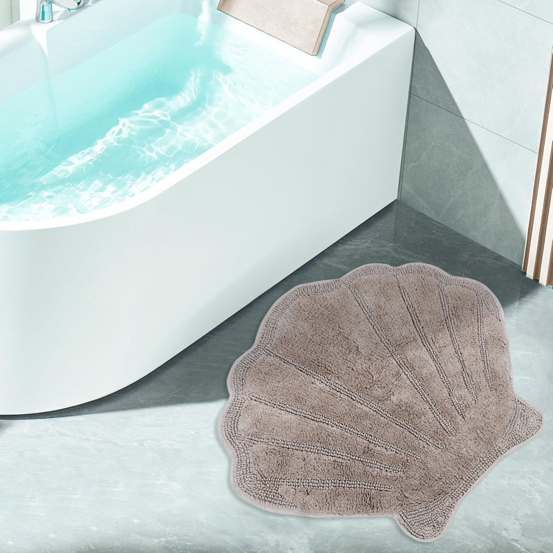 Marilyn Collection Seashell Bath Rug – 100% Cotton, Ultra Plush 2200 GSM, Reversible Bathroom Mat – 25" x 28", Machine Washable