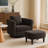 Chenille Swivel Accent Chair with Ottoman-1778469387