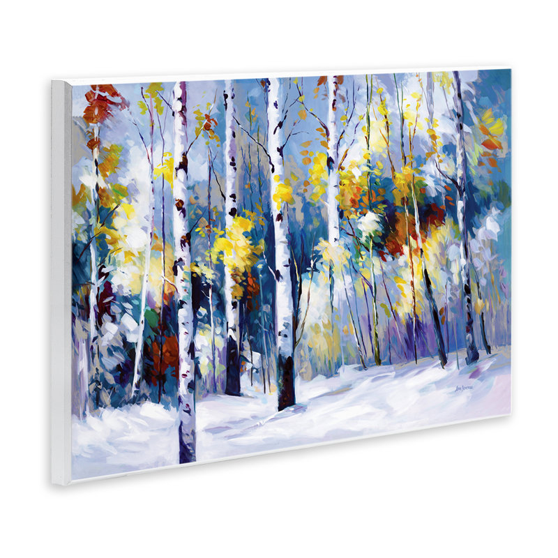 «Autumn Birch Trees Snowy Forest», art mural par Leon Devenice, H 13 po x l 19 po