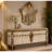 Marbled Ivory Dark Grey Gold Highlight Buffet Sideboard Ornate Storage Cabinet