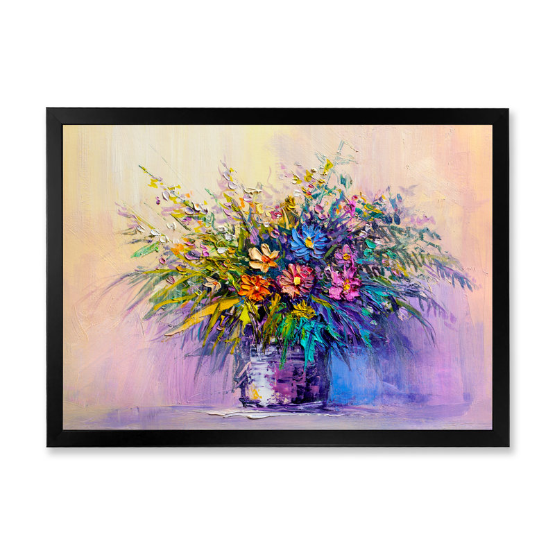Nature morte pleine été Bouquet d'été III - reproduction de cadre flottant sur toile, H 8 po x l 12 po x P 1 po, Cadre noir