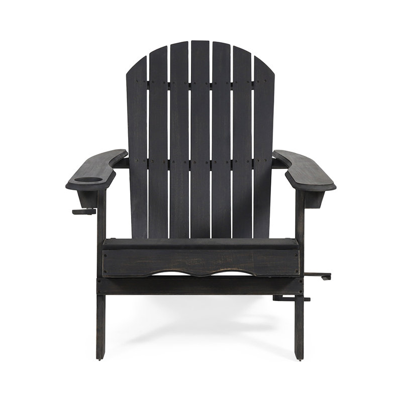Chaise Adirondack pliante en bois massif Southwark, Gris foncé