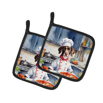 Caroline's Treasures The Dog Chef Polyester Potholder Set