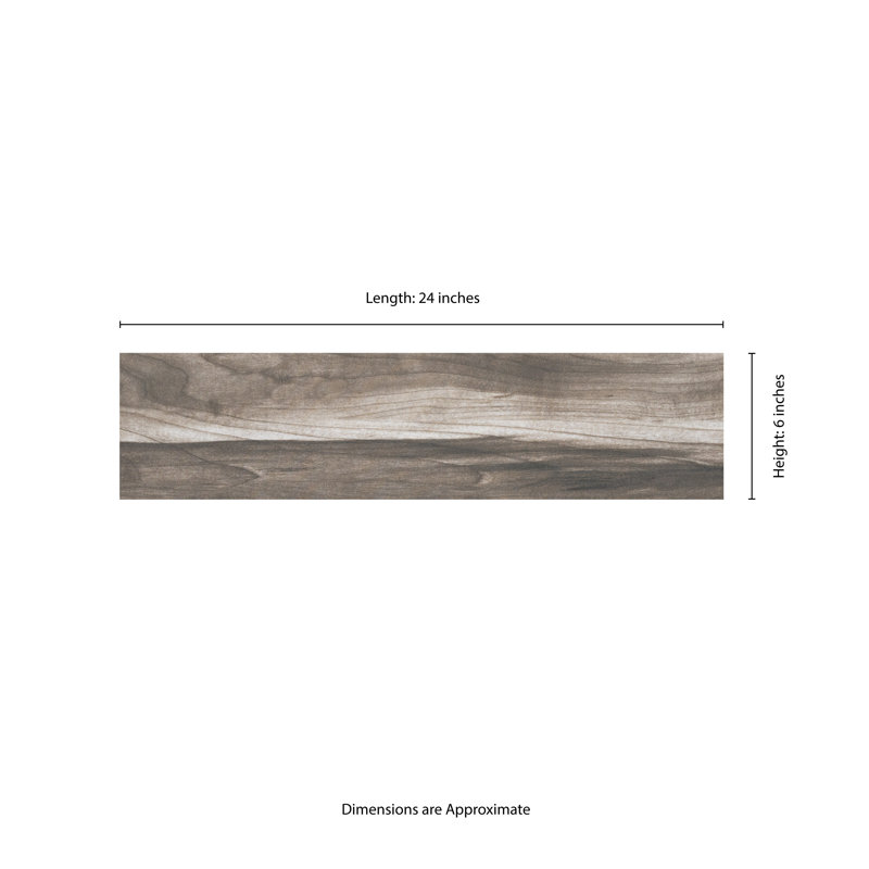 Carreau de plancher et de mur en porcelaine mat aspect bois 6 po x 24 po Willowmere, Corniche