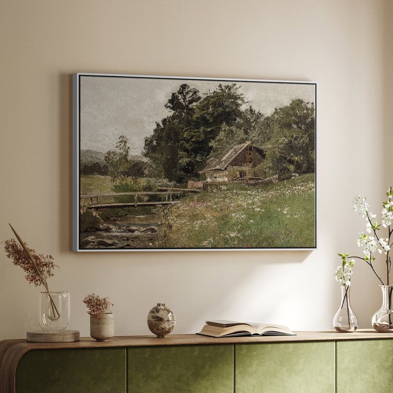 Paysage rétro - CMLXVI, Toile encadrée flottée blanche, H 27 po x l 41 po x P 2 po