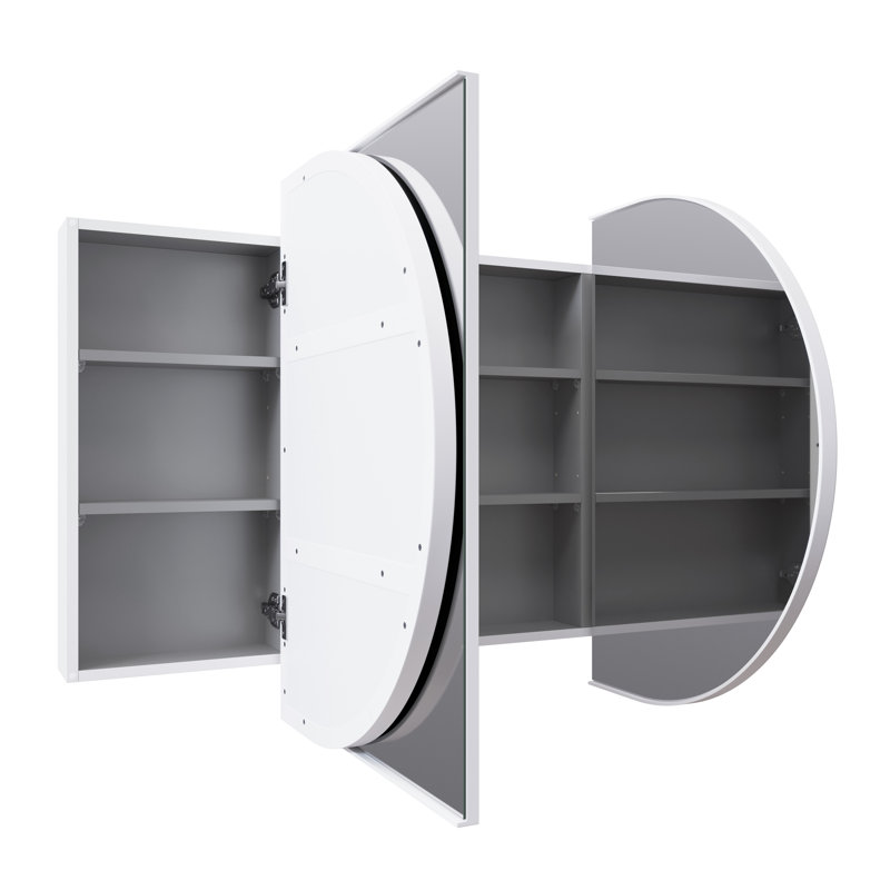 Recessed Framed 2 of Doors Medicine Cabinet with Adjustable Shelves, White