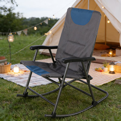 Rocking Camping Chair, High Back Oversized Portable Folding Chair With Side Cup Holders, Pocket For Beach, Fishing,Trip,Picnic,Lawn,Concert Outdoor Foldable Camp Chairs