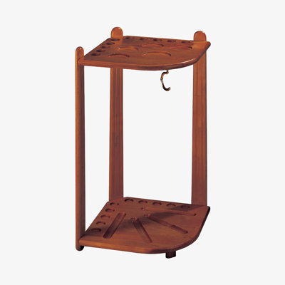 American Heritage Cue Rack 10-Cue Corner Pool Cue Rack - Solid Wood with Triangle & Ball Storage, Drink Holders, Easy Assembly, Old World Mahogany