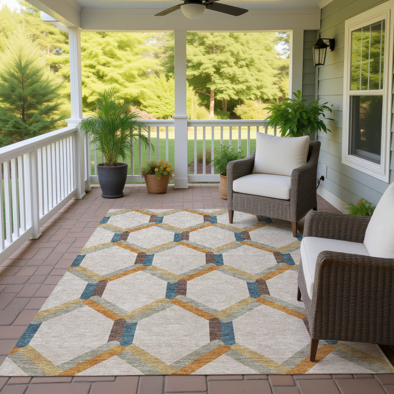 Machine Washable Indoor/Outdoor Chantille ACN2343 Lattice Rug, Rectangle 3' x 5'