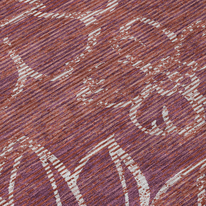 Tapis floral intérieur / extérieur lavable à la machine Chantille ACN2789, Aubergine, 8 pi x 10 pi