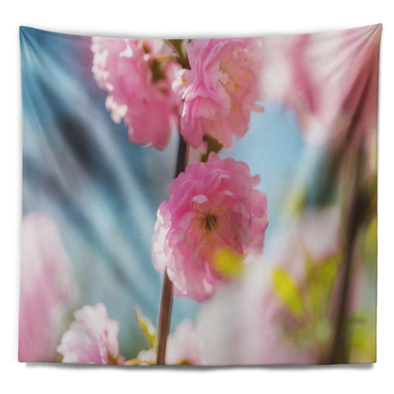 Tapisserie Amandier fleurs roses, H 50 po x l 60 po