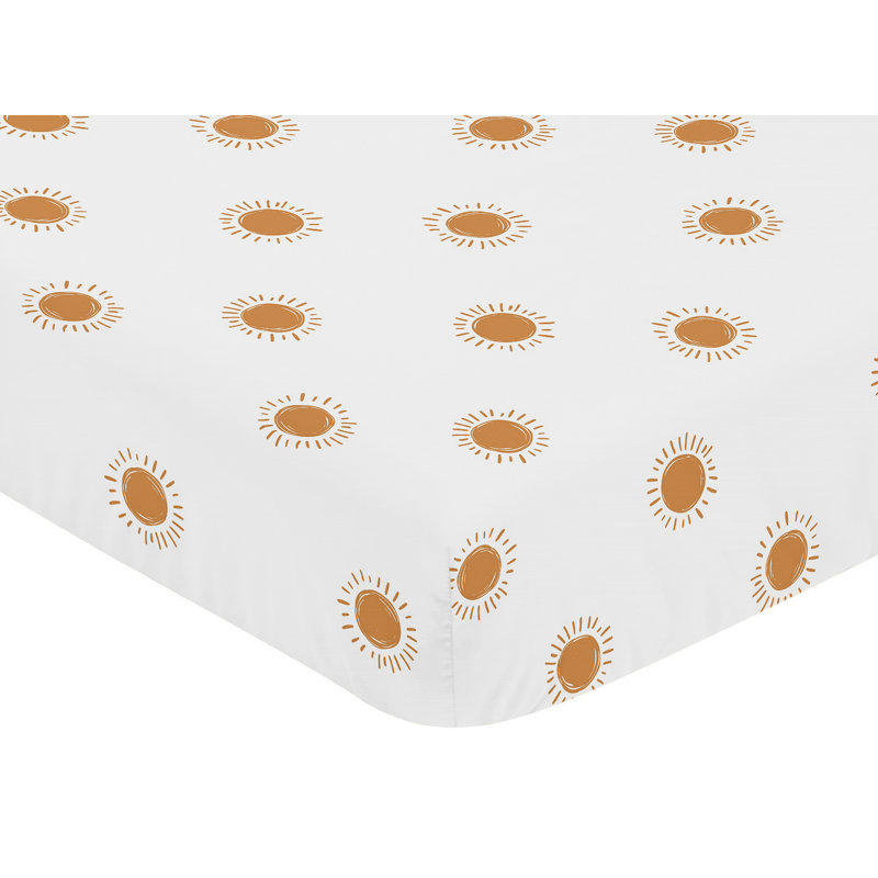 Drap-housse pour lit de bébé Boho Sun Sun, Blanc / orange citrouille