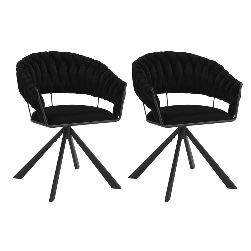 Armadillo 45.5cm H Tufted Velvet Upholstered Upholstered Back Armchair, Black, 4