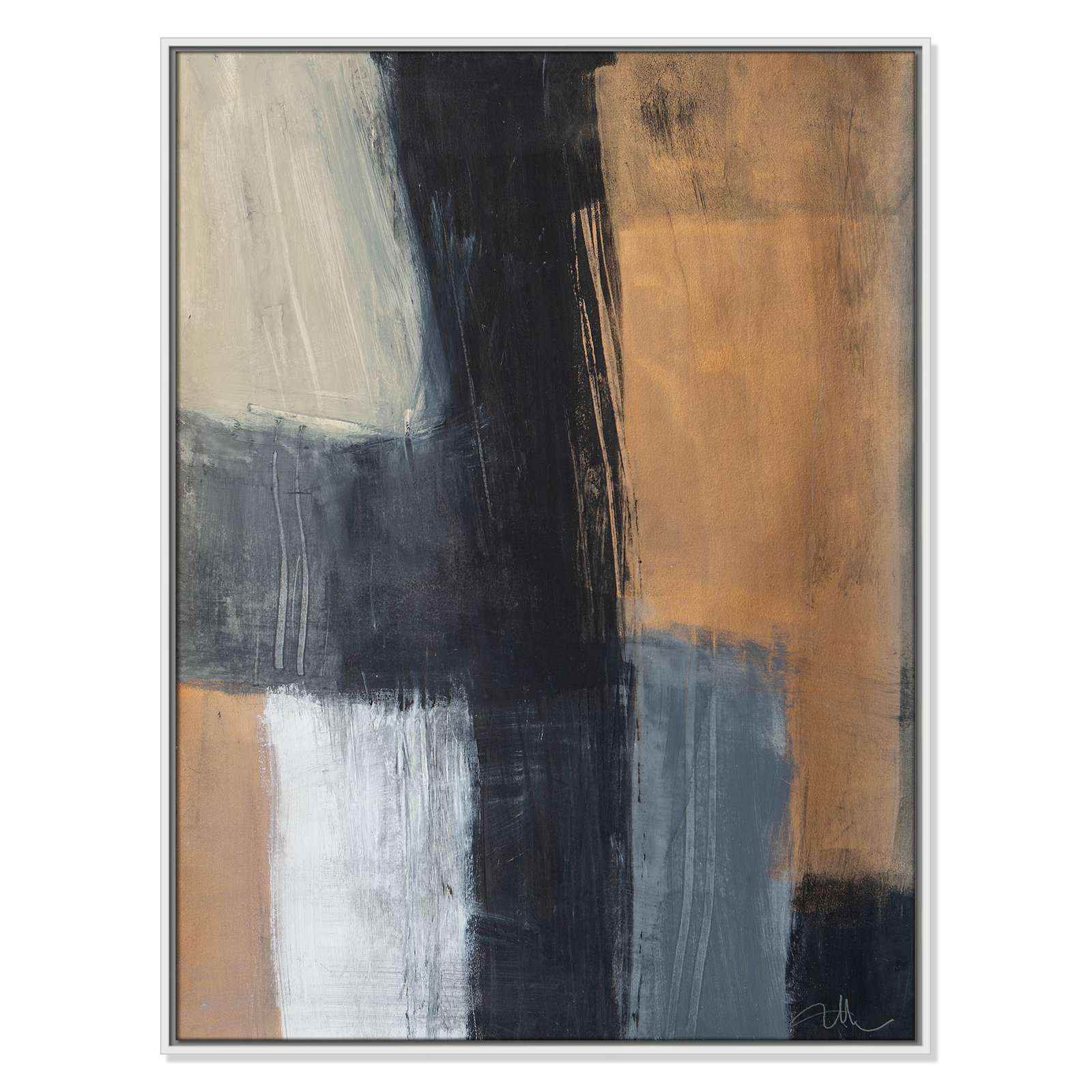 Karl Metallic Slate II by  Print, No Mat, 41.5" H x 31.5" W x 2" D, White Floater Framed