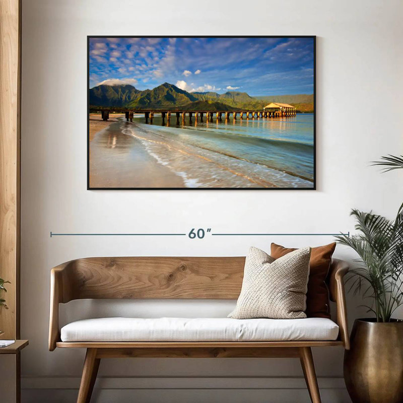 Quai Hanalei Bay, 46 po x 31 po, Cadre flottant noir