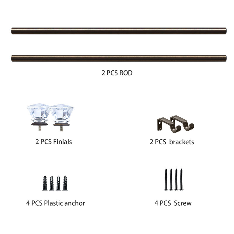Danarius Adjustable Single Curtain Rod, 28 "- 48", Bronze