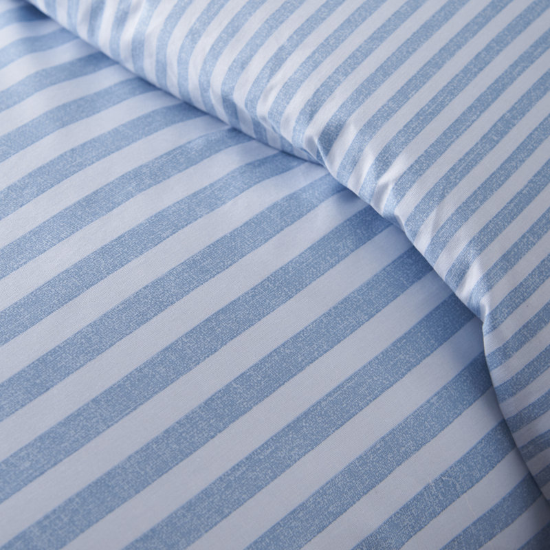 Epping Textured Stripe Reversible Duvet Cover Set, Blue, Double