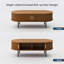 Table basse 47 po ovale en bois cannelée avec rangement, style Mid-Century moderne, avec portes coulissantes, couleur noyer, 2 armoires, pour le salon