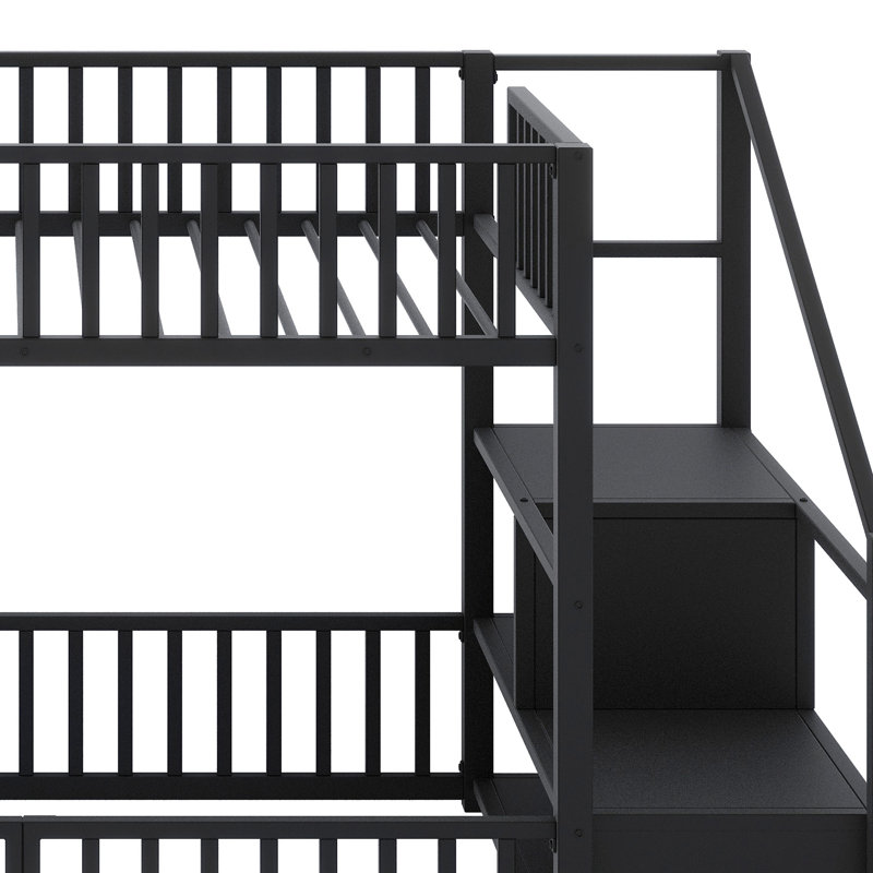 Lit superposé avec échelle de rangement intégrée, Black