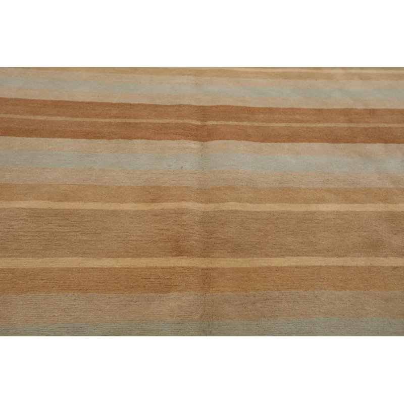 Tapis brun clair en laine noué à la main de conception unique 8 pi x 10 pi Kaci-Lynn