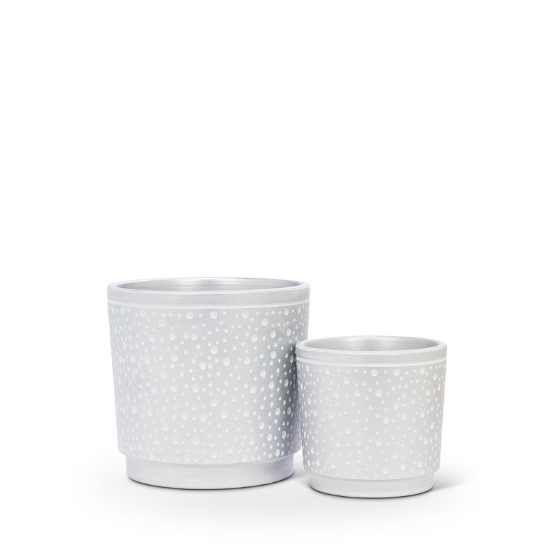 Ceramic Pot Planter, Silver, 4.25" H x 4.25" W x 4.25" D