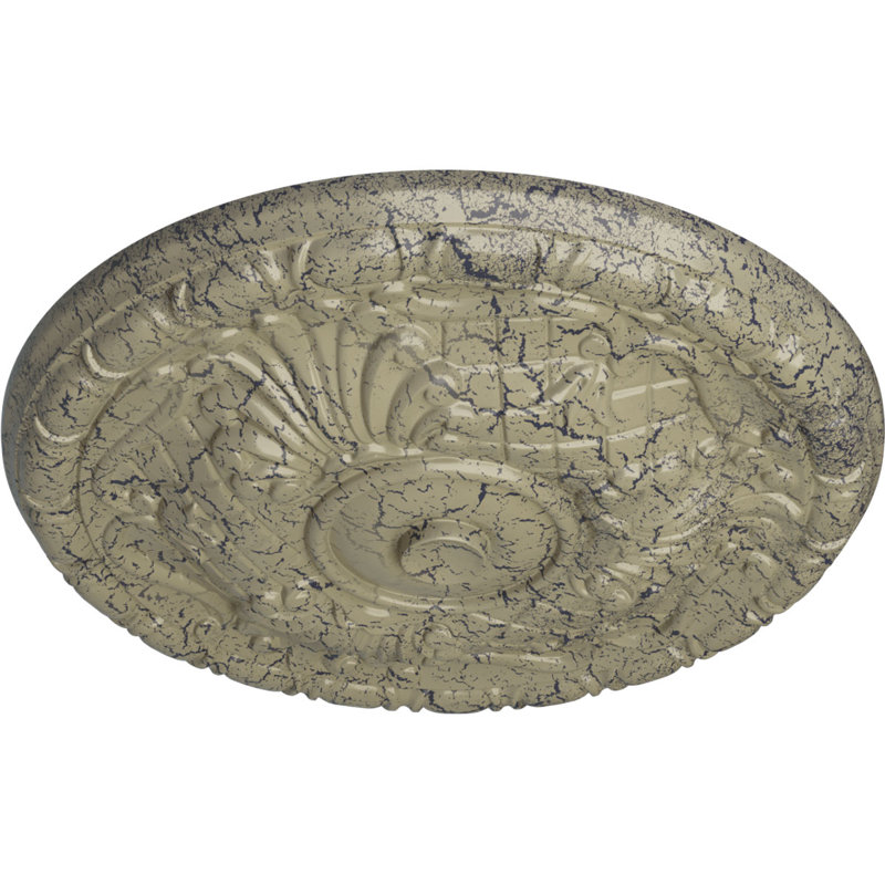 Médaillon de plafond H 15,75 po x l 15,75 po Amelia, Pierre de château craquelé